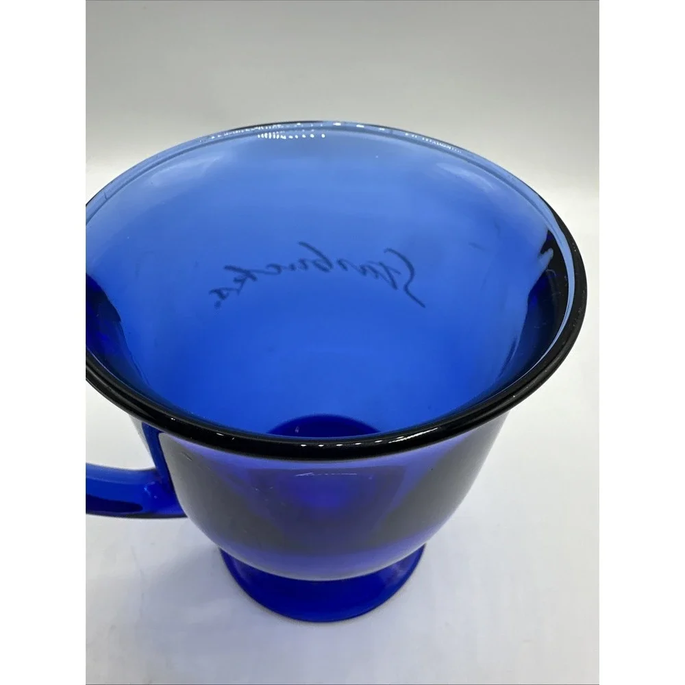 Dark Blue Glass Starbucks Footed Coffee Cup 5